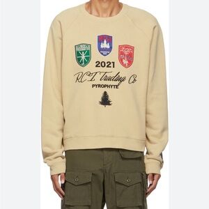 Reese Cooper Patches Embroidered Crew Khaki Sweatshirt